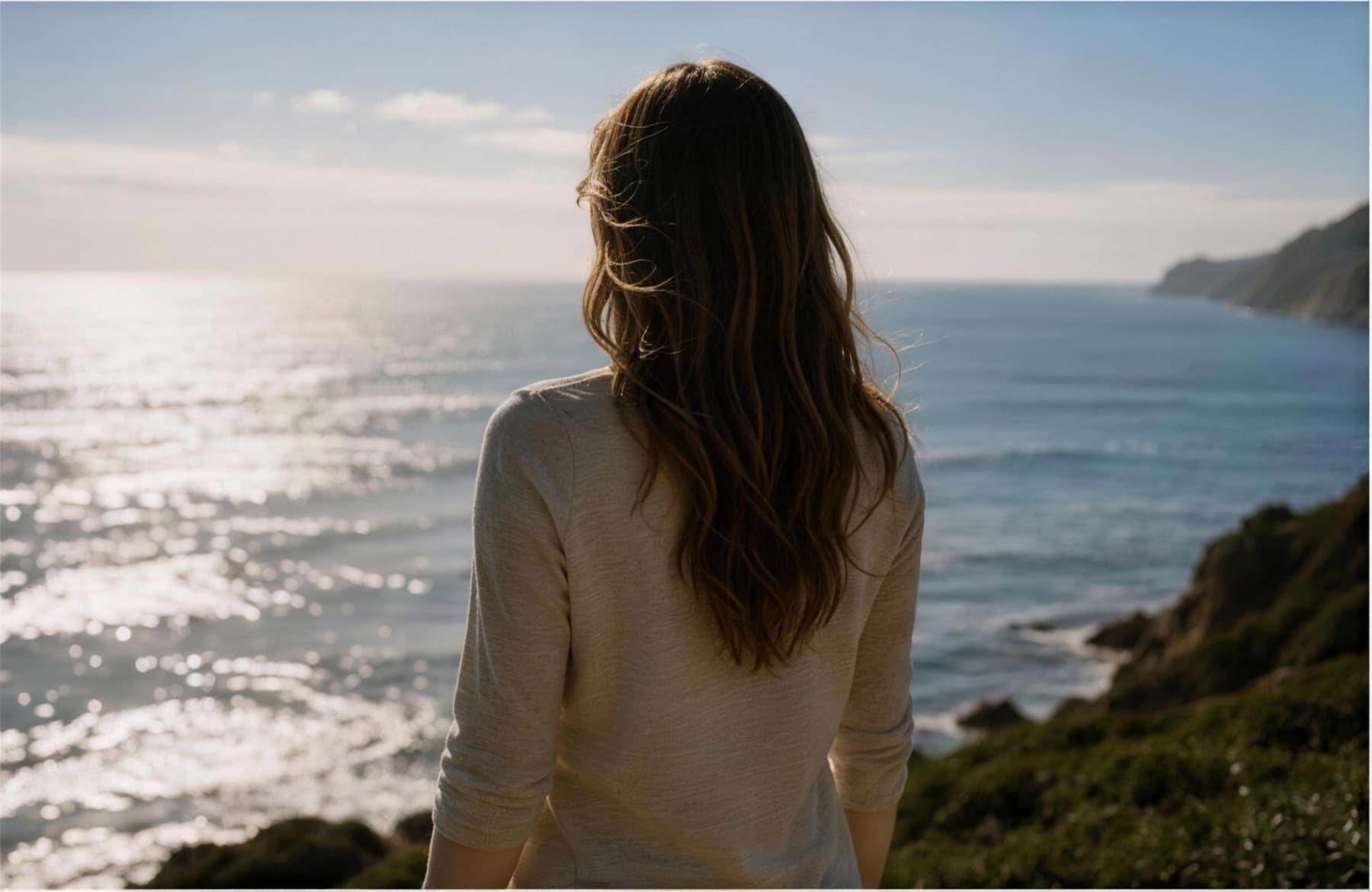 A person looking toward the coast